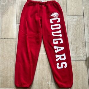 Red and White Cougars Joggers with Elastic Waistband